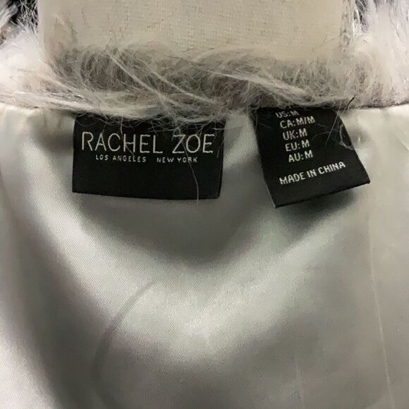 Rachel Zoe Silver Faux Fox Fur Fluffy Hook Closure Vest Jacket Size Medium - Picture 7 of 7